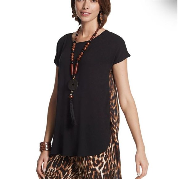 Chico's BLACK LABEL Animal Print Back Tee - Size 4/6 (S) - Picture 2 of 5